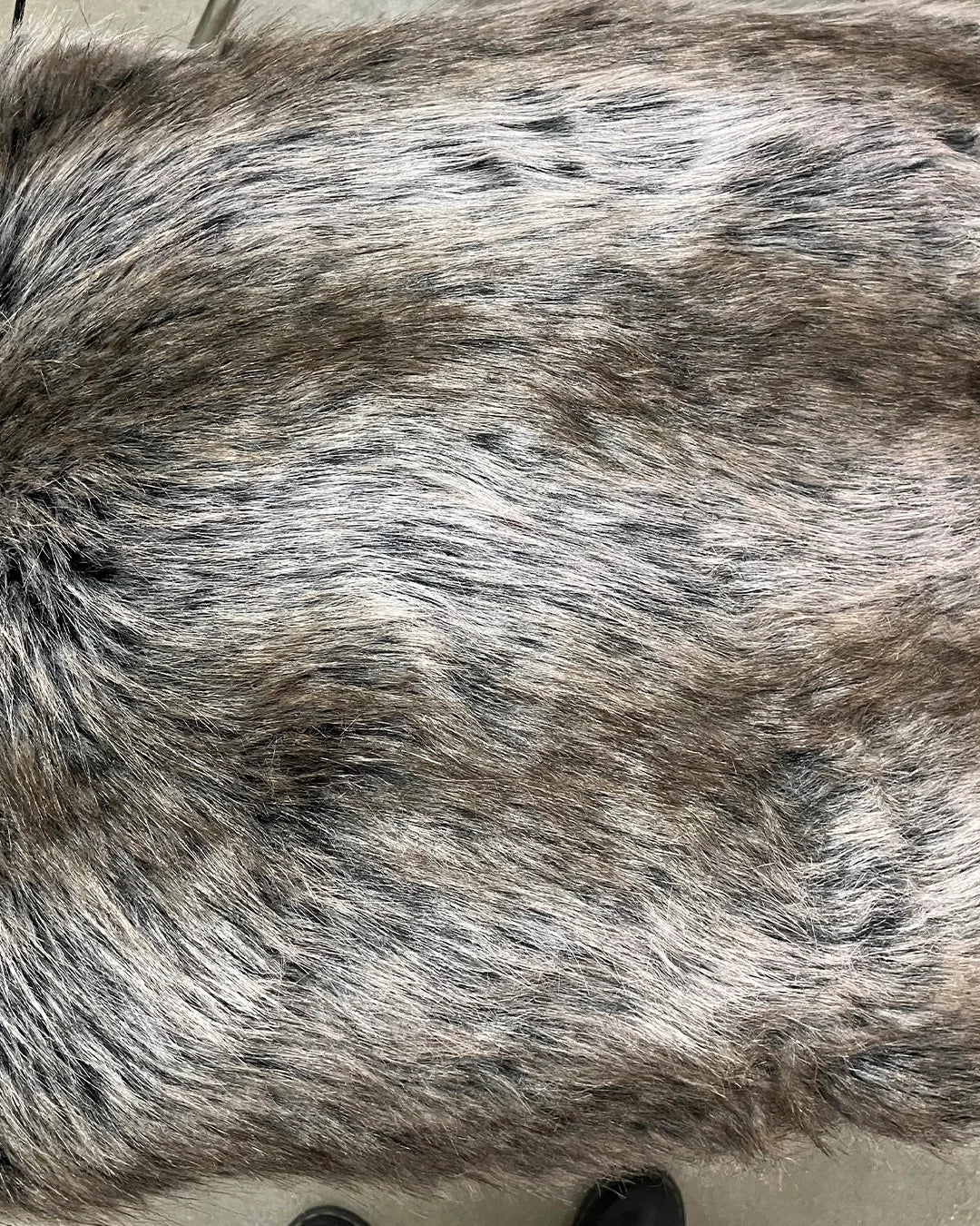 Close-up of brown and gray faux fur texture