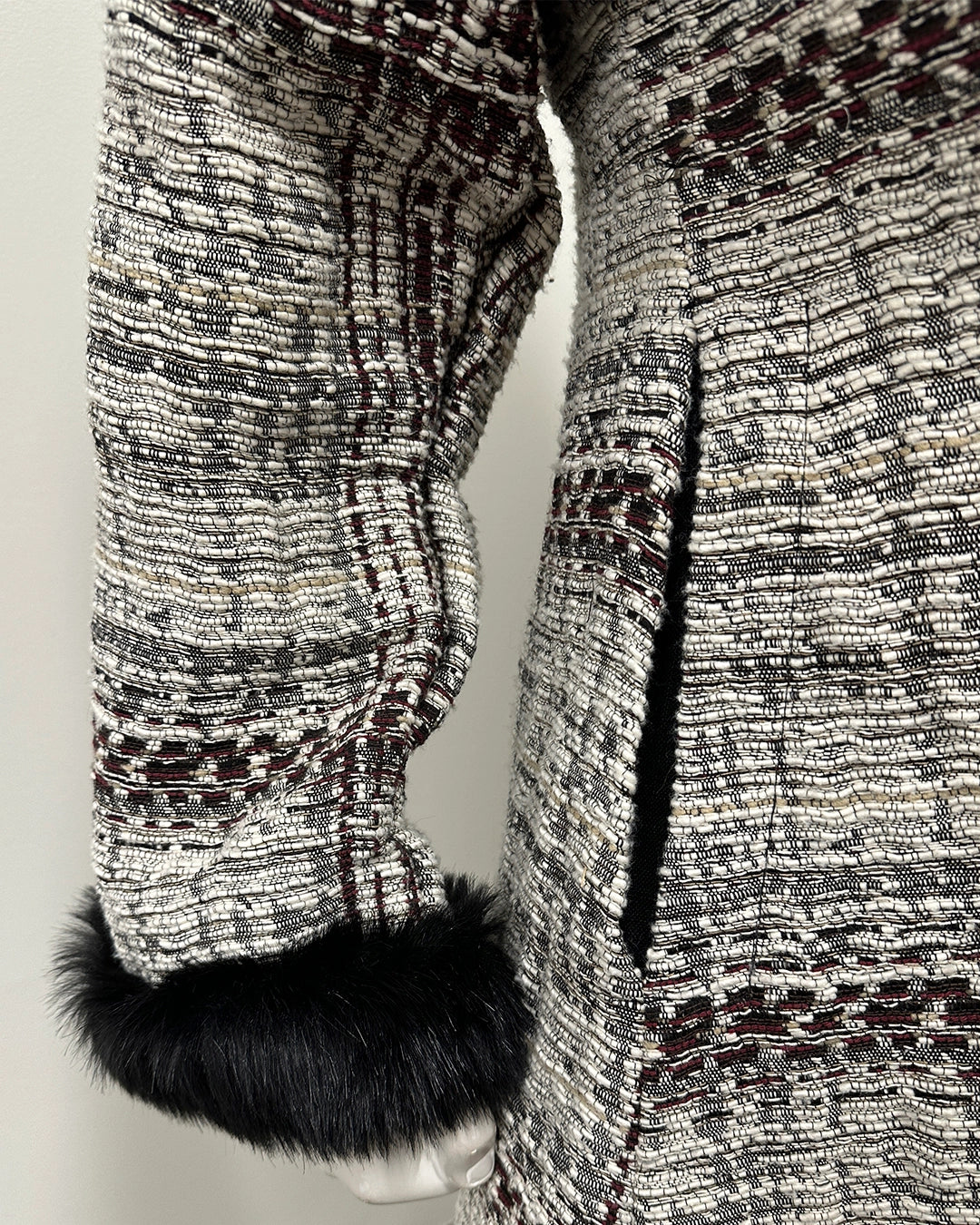 *Sample* Hooded Long Duster with Faux Fur Cuffs | Black Panther -Medium