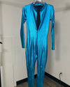 *One Of A Kind / Prototype* Metallic Full Bodysuit | Blue Python - SMALL