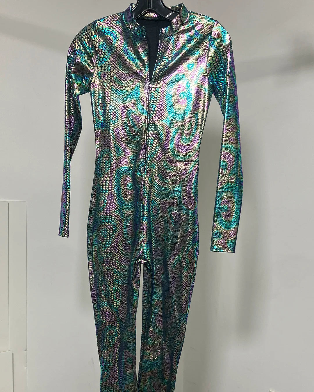 *One Of A Kind / Prototype* Oil Slick Metallic Snakeskin Full Long Sleeve Bodysuit - SMALL