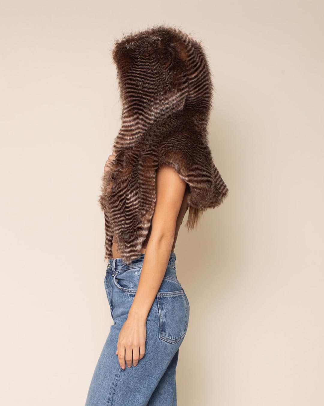Night Hawk Hooded Faux Fur Shawl | Women's