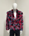 *Sample* Colorful Faux Fur Jacket | Crimson Cat - Medium