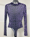 *One Of A Kind / Prototype* Purple Leopard Sheer Bodysuit - SMALL
