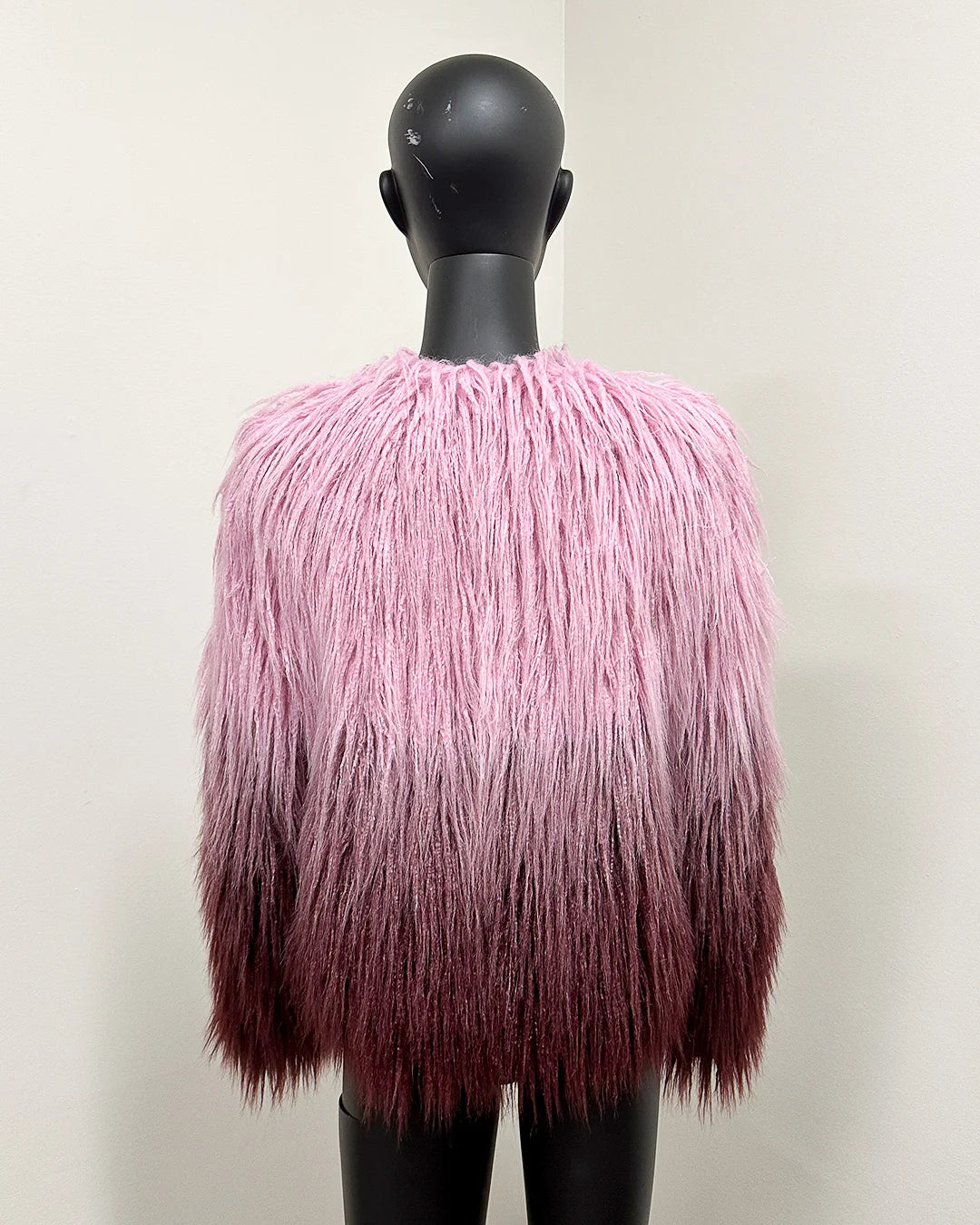 *Sample* Faux Fur Bomber Jacket | Pink Ombre Alpaca - X-Small