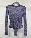 *One Of A Kind / Prototype* Purple Leopard Sheer Bodysuit - SMALL