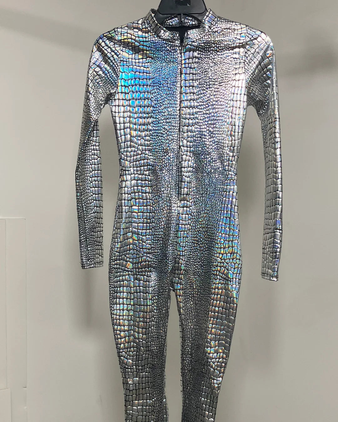 *One Of A Kind / Prototype* Silver Metallic Snakeskin Full Bodysuit - SMALL