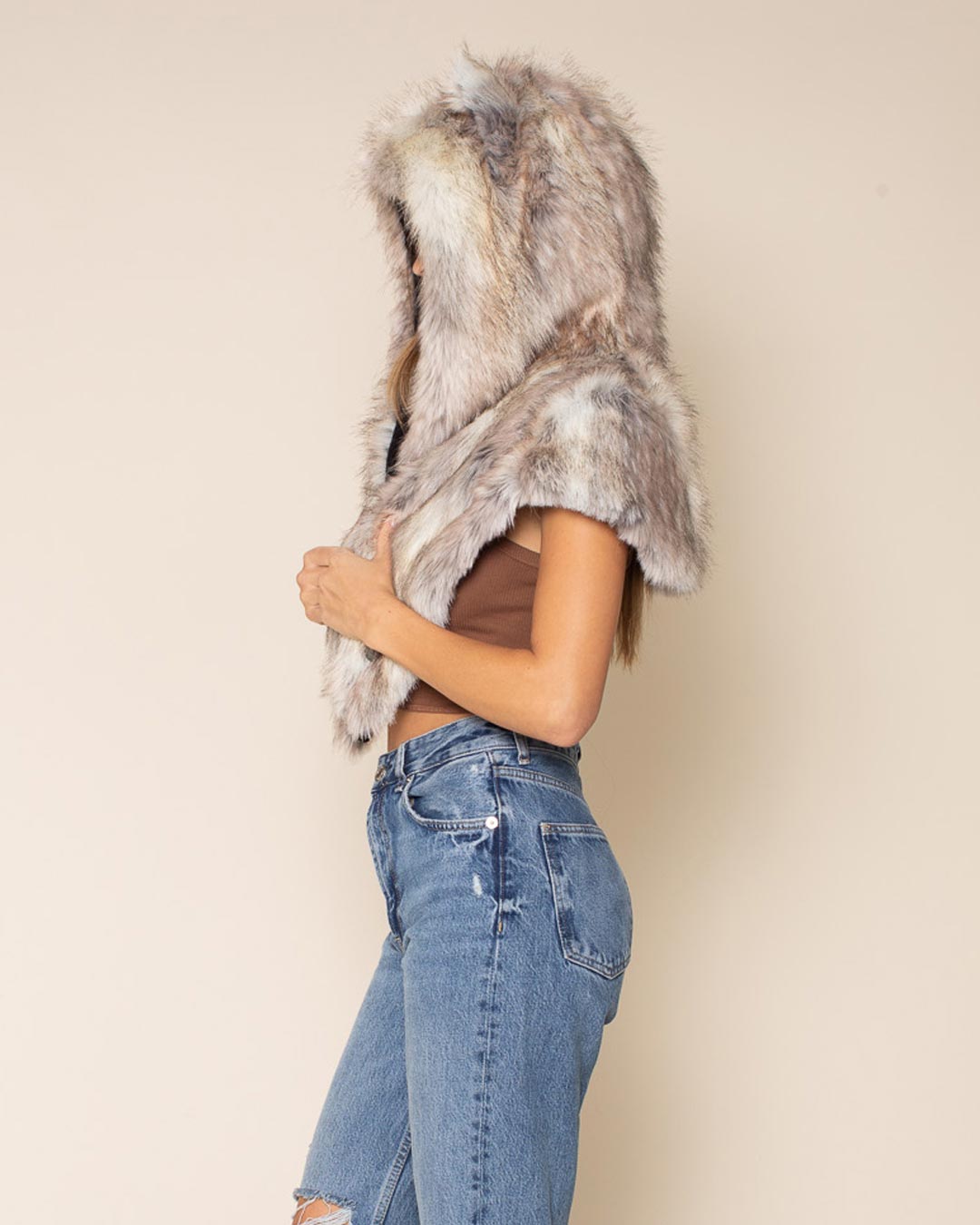 Timber Wolf Classic Faux Fur Shawl | Women's