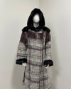 *Sample* Hooded Long Duster with Faux Fur Cuffs | Black Panther -Medium