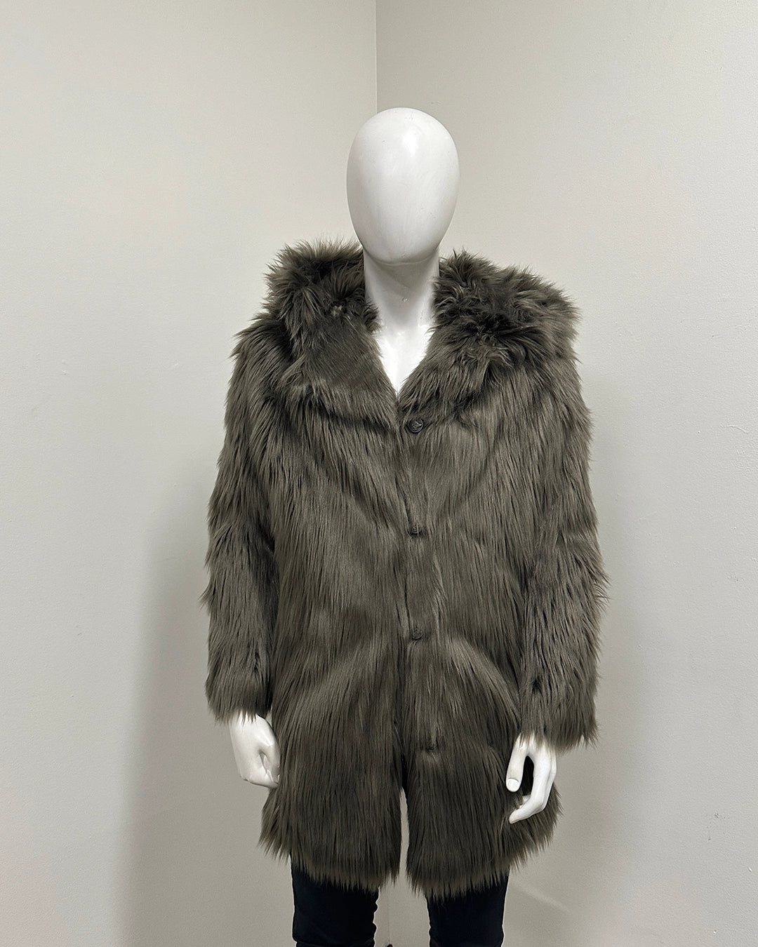 *One Of A Kind* Classic Faux Fur Coat | Smokey Wolf - Medium