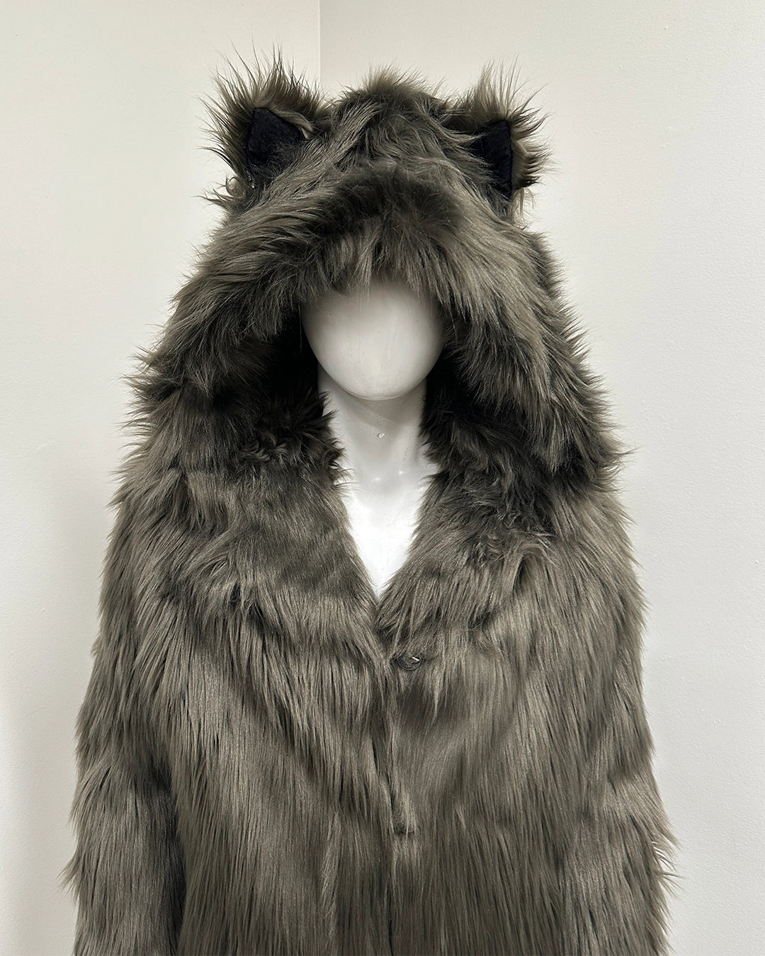 *One Of A Kind* Classic Faux Fur Coat | Smokey Wolf - Medium