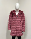 *Last Stock* Hooded Pink Faux Fur Coat | Rose Finch - Large