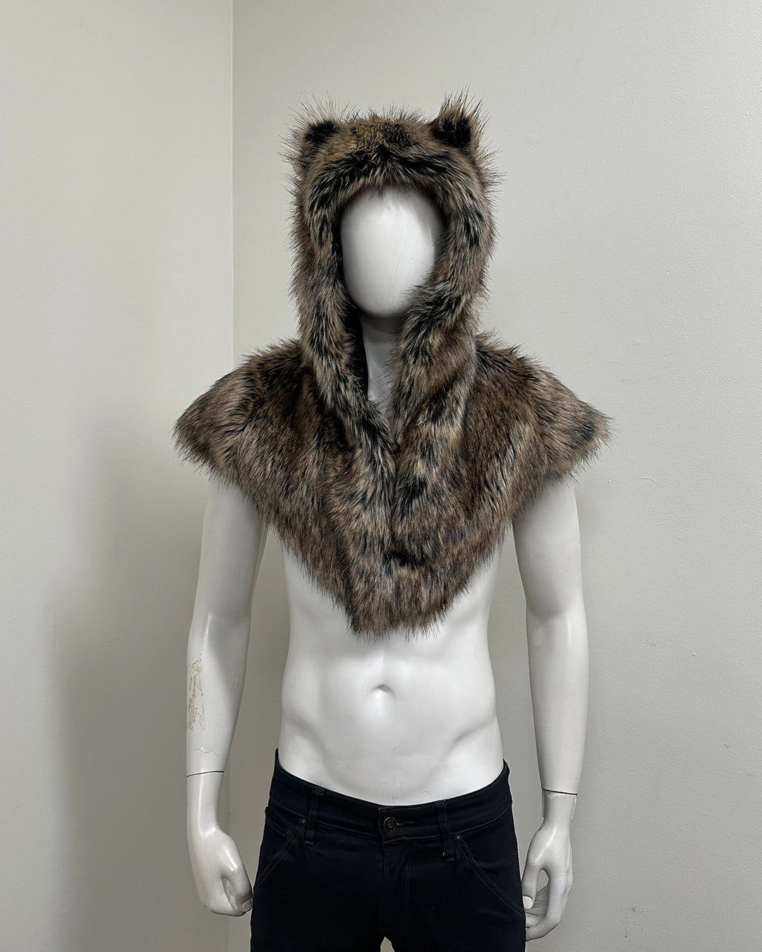 *Almost Purfect* Classic Faux Fur SpiritHood Shawl | Dire Wolf