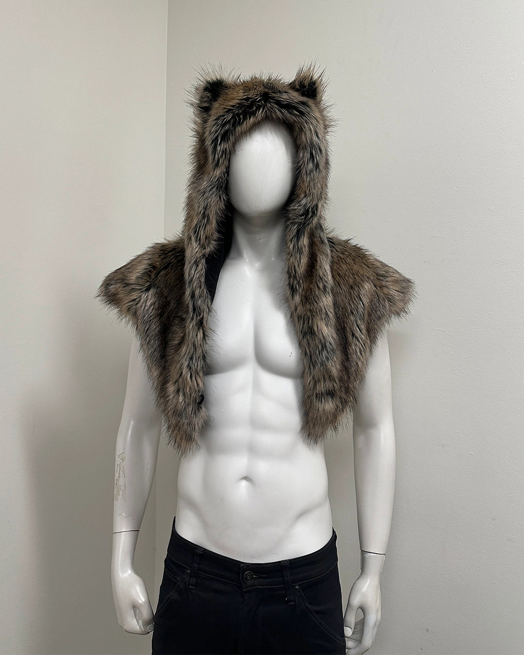 *Almost Purfect* Classic Faux Fur SpiritHood Shawl | Dire Wolf