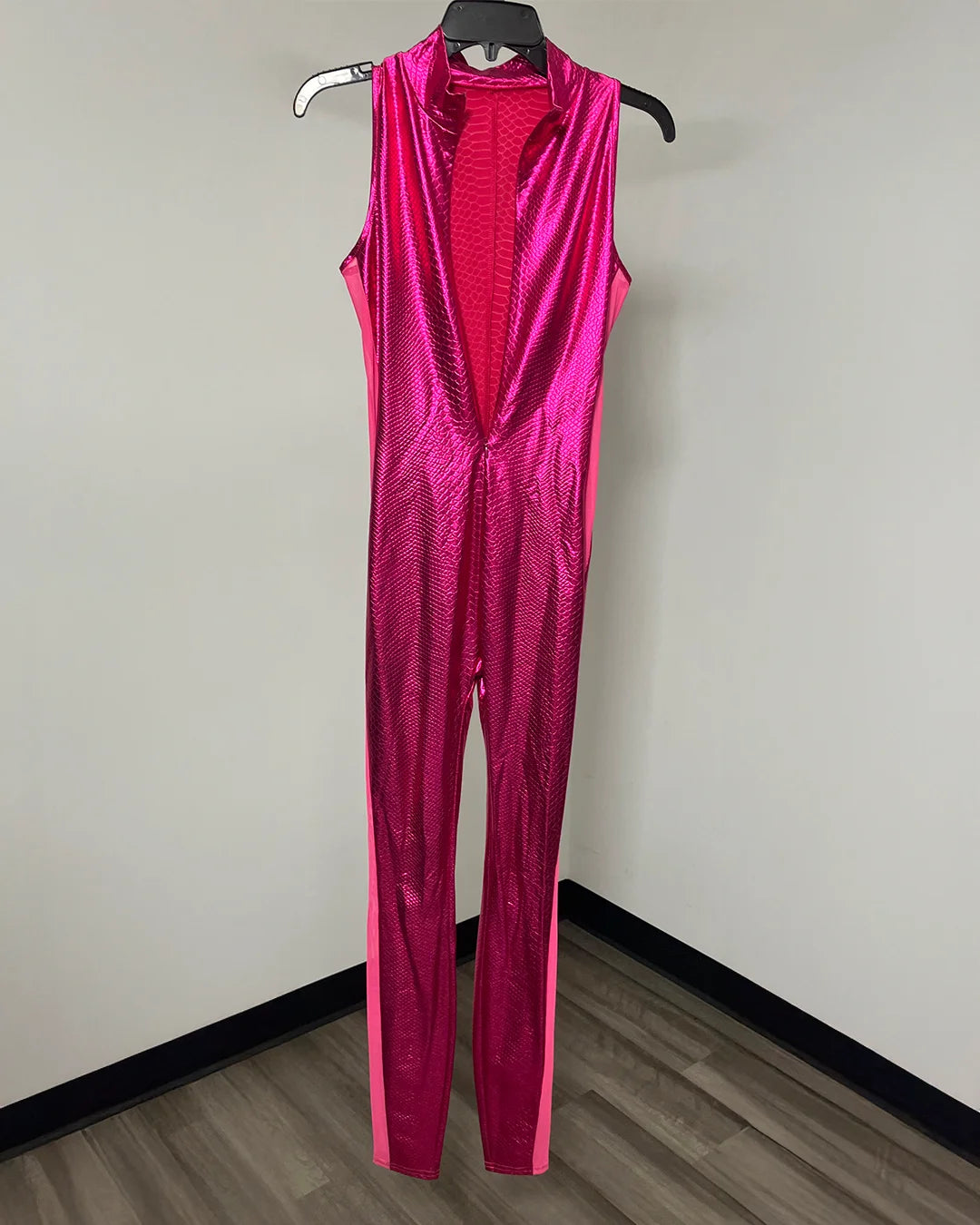 *One Of A Kind / Prototype* Sleeveless Magenta Snakeskin Full Bodysuit - SMALL