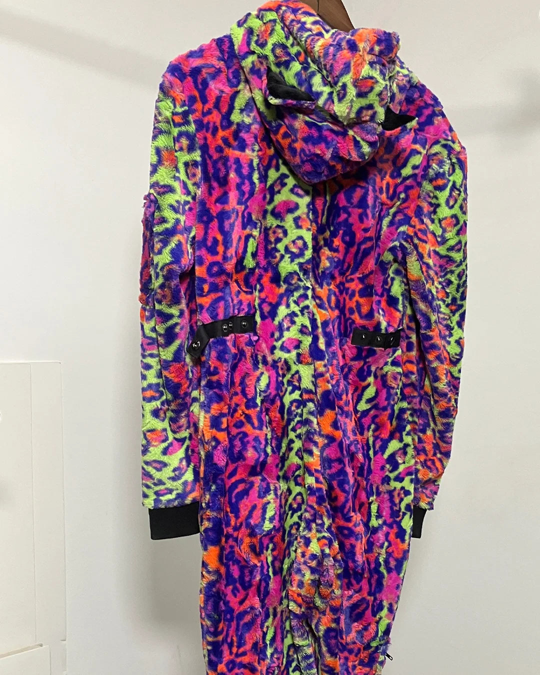 *Almost Purfect* Neon Disco Kitty Classic ULTRA SOFT Faux Fur Onesie - MEDIUM