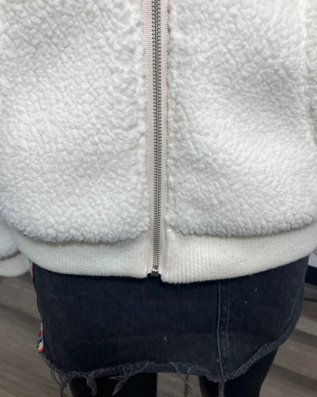 *One Of A Kind / Prototype* Sherpa White Classic Zip-Up Hoodie - MEDIUM