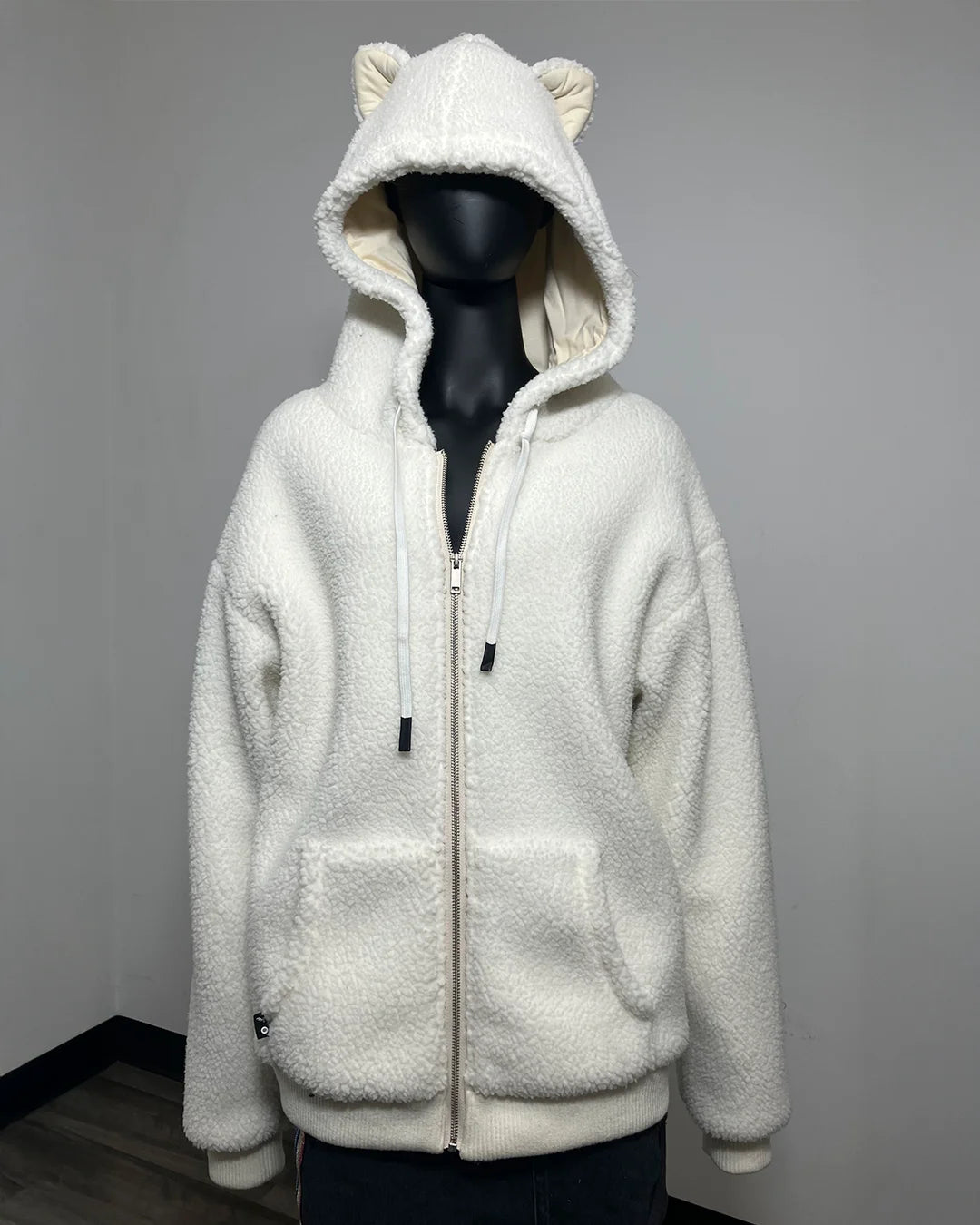*One Of A Kind / Prototype* Sherpa White Classic Zip-Up Hoodie - MEDIUM