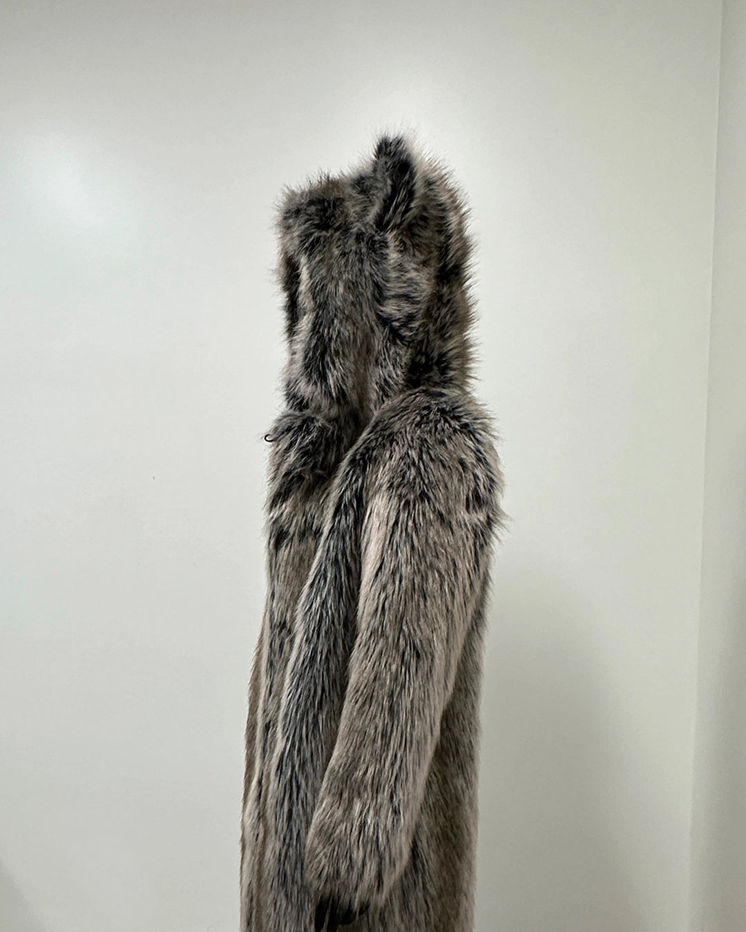 *One Of A Kind* Classic Long Faux Fur Coat | Grey Wolf - XSmall