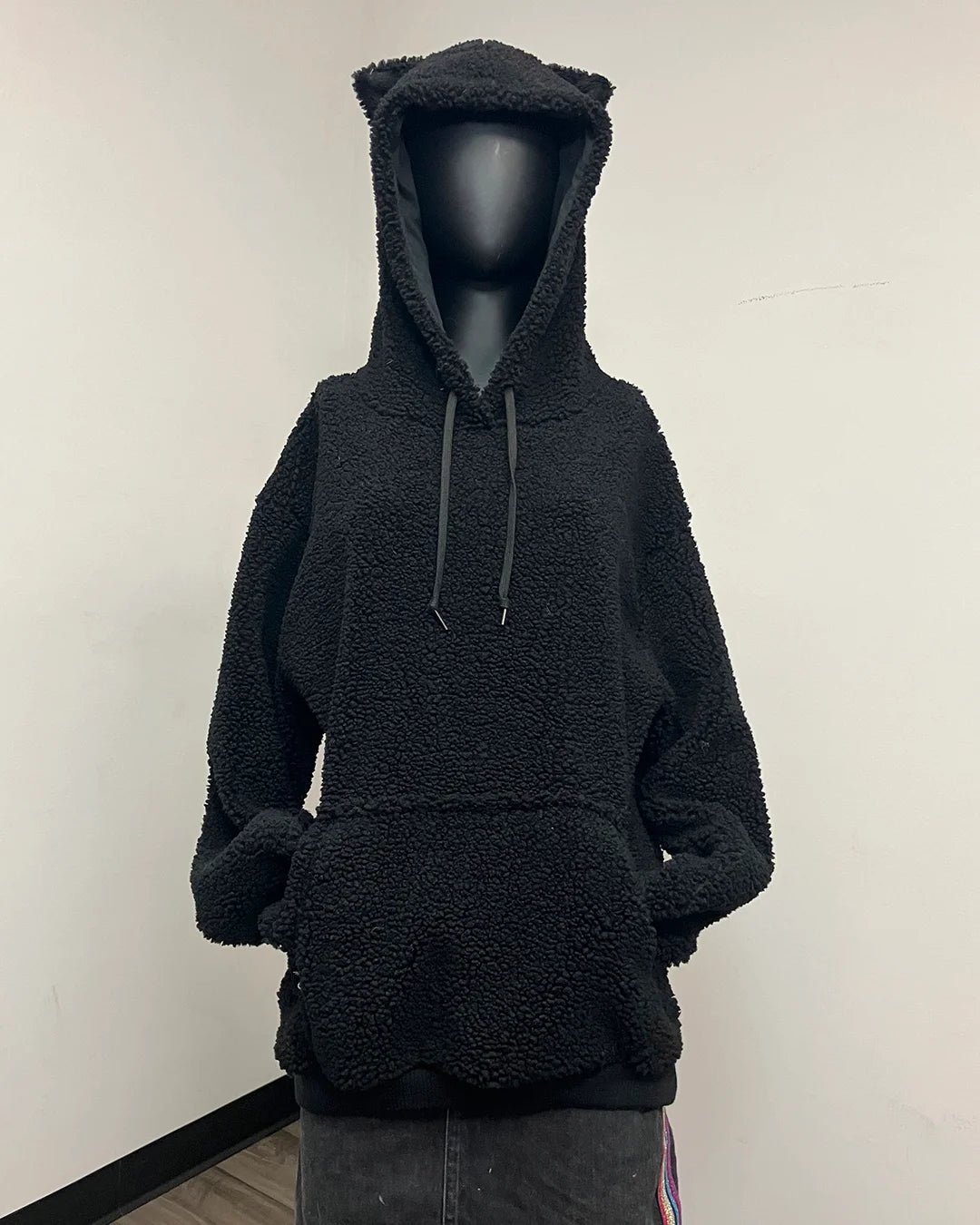 *One Of A Kind / Prototype* Sherpa Black Classic Pullover Hoodie - SMALL