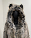 *One Of A Kind* Classic Long Faux Fur Coat | Grey Wolf - XSmall