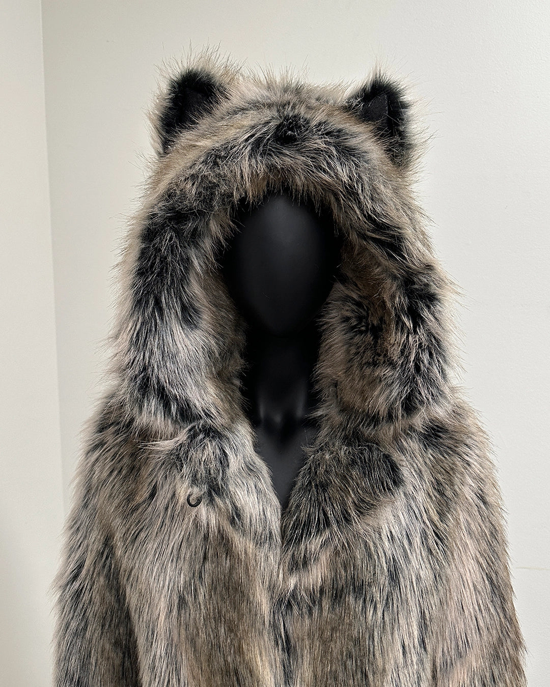 *One Of A Kind* Classic Long Faux Fur Coat | Grey Wolf - XSmall