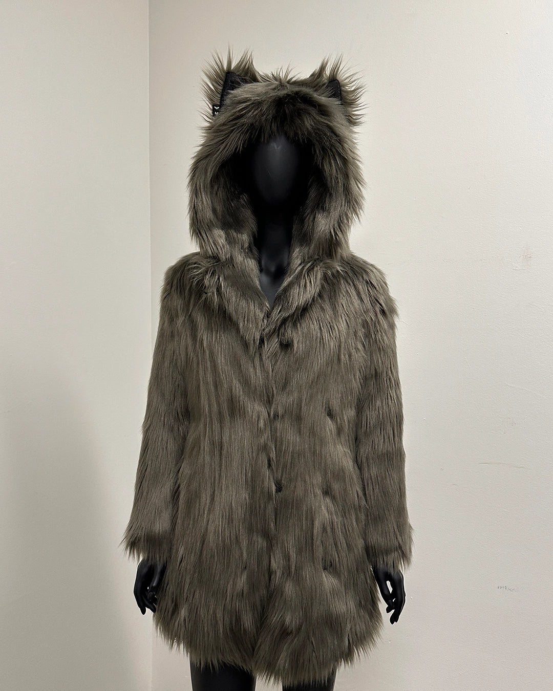 *One Of A Kind* Classic Faux Fur Coat | Smokey Wolf - XSmall