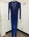 *One Of A Kind / Prototype* Indigo Leopard Velvet Full Burnout Bodysuit - SMALL