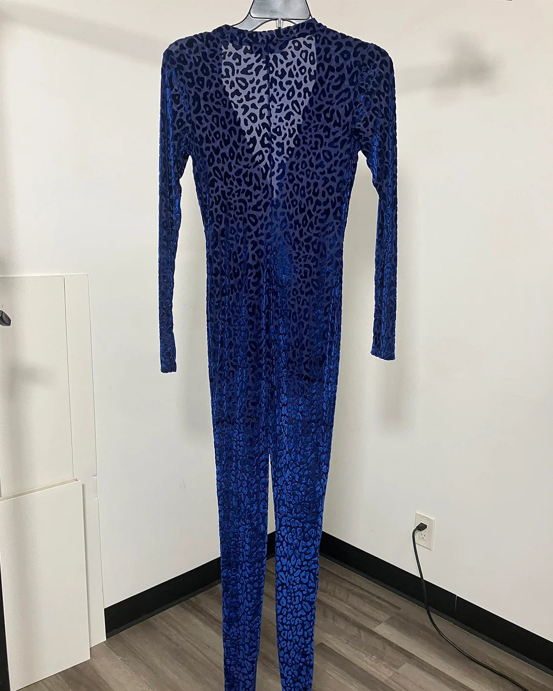 *One Of A Kind / Prototype* Indigo Leopard Velvet Full Burnout Bodysuit - SMALL