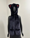 *One Of A Kind/Proto-Sample* Navy Luxe Faux Fur Hood | Indigo Tartan Kitty
