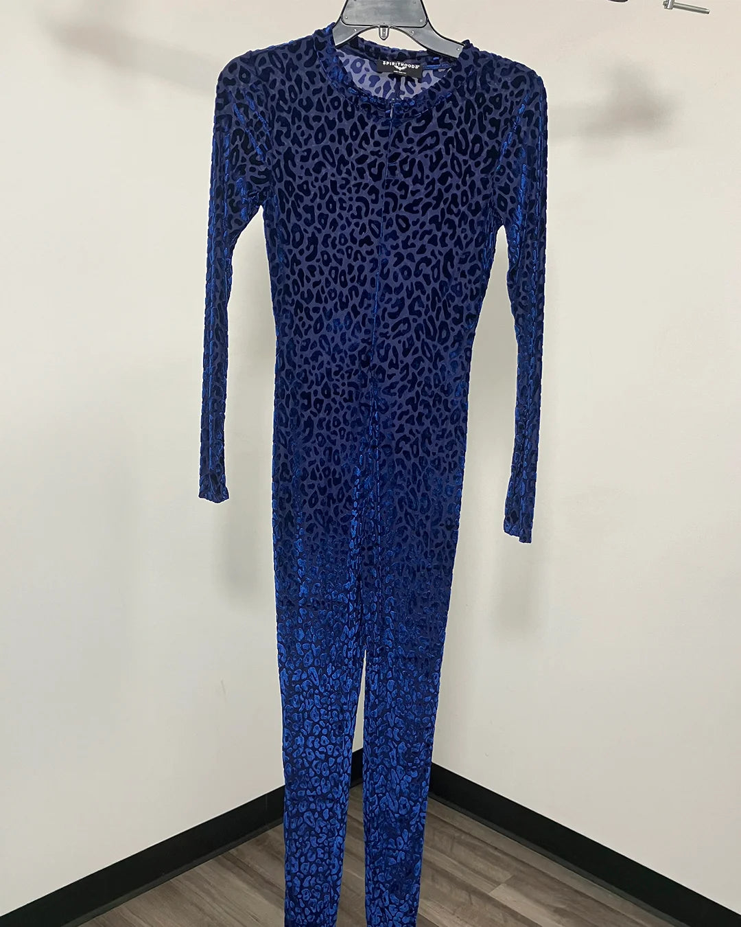 *One Of A Kind / Prototype* Indigo Leopard Velvet Full Burnout Bodysuit - SMALL