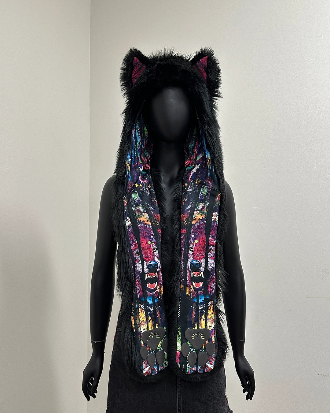 *Sample* Bart Cooper Artist Edition Faux Fur SpiritHood | Black Wolf