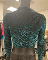 *One Of A Kind / Prototype* Emerald Tiger Velvet Burnout Long Sleeve Cropped Top - SMALL