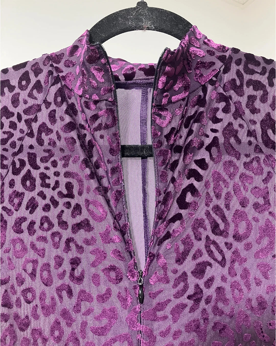 *One Of A Kind / Prototype* Violet Leopard Sheer Full Bodysuit - SMALL