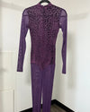 *One Of A Kind / Prototype* Violet Leopard Sheer Full Bodysuit - SMALL