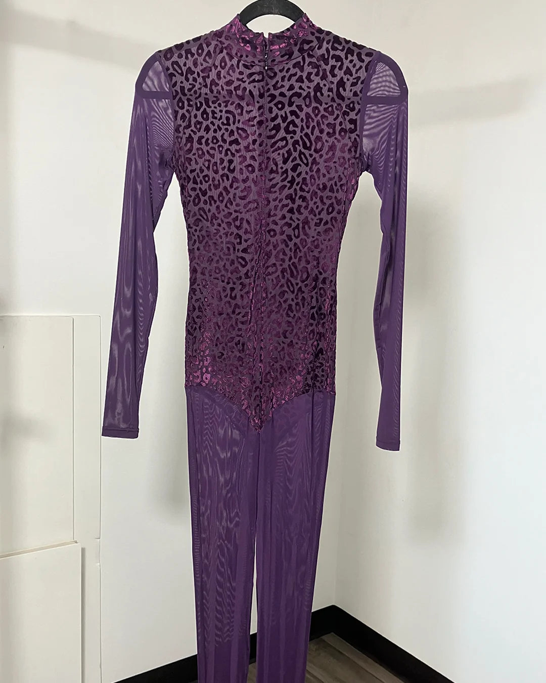 *One Of A Kind / Prototype* Violet Leopard Sheer Full Bodysuit - SMALL