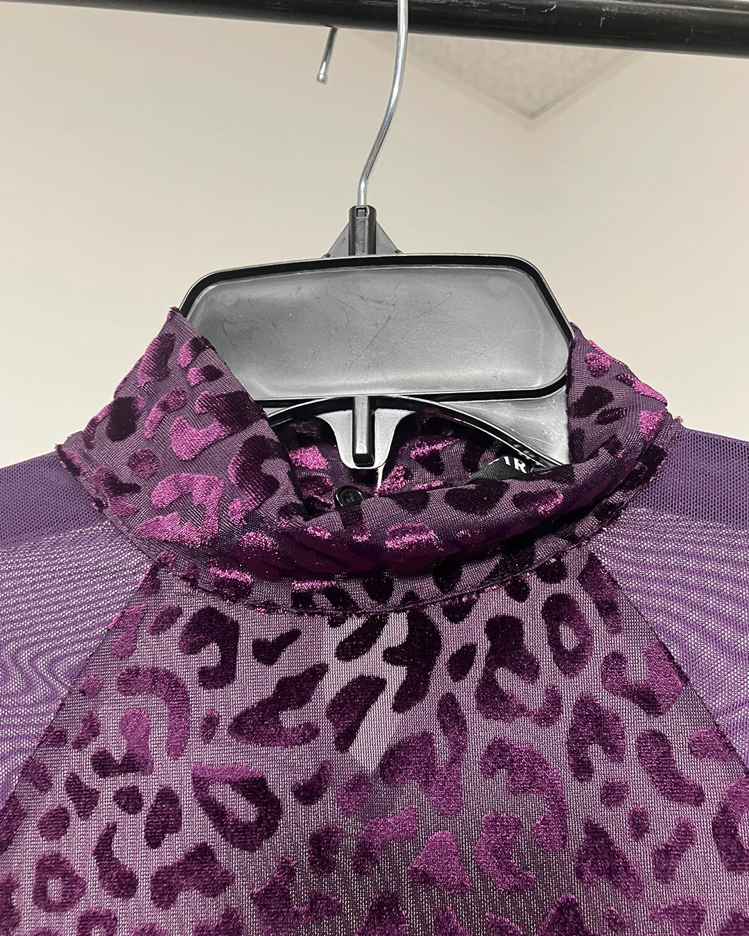 *One Of A Kind / Prototype* Violet Leopard Turtle Neck Bodysuit (v1) - SMALL