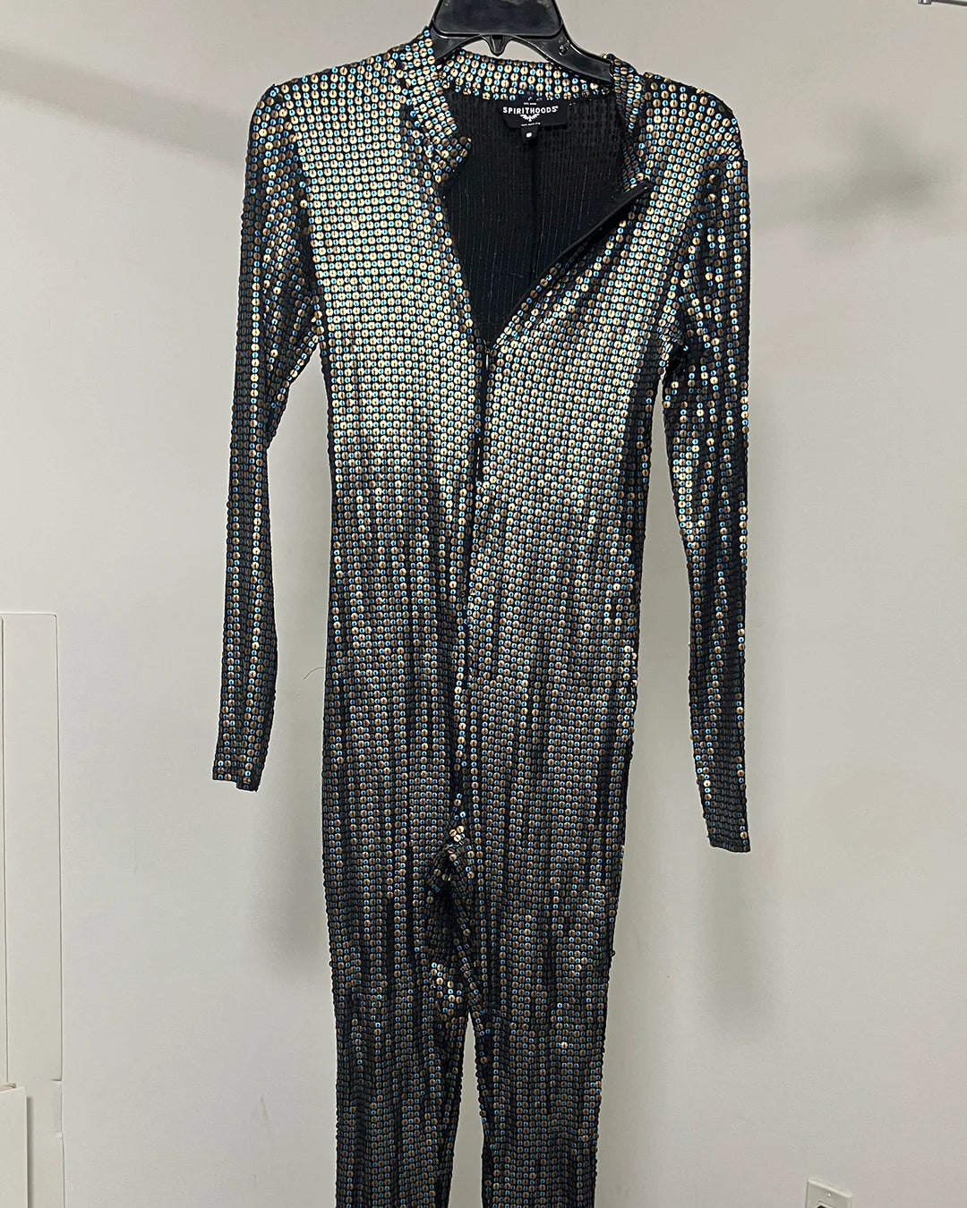 *One Of A Kind / Prototype* Blue & Gold Sequin Bodysuit | Sacred Kingfisher - SMALL