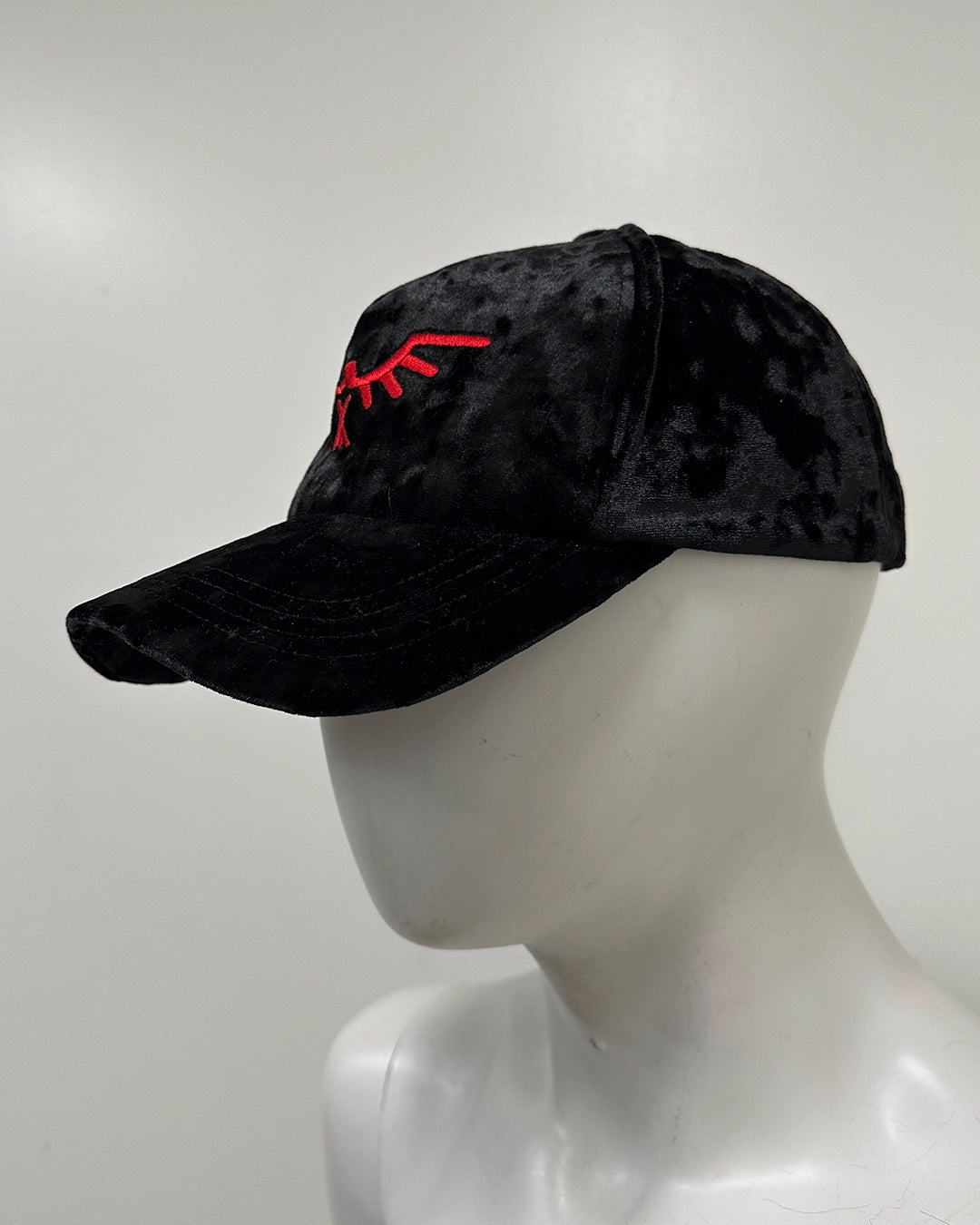 *Sample* Black Velvet Hat with Red Logo