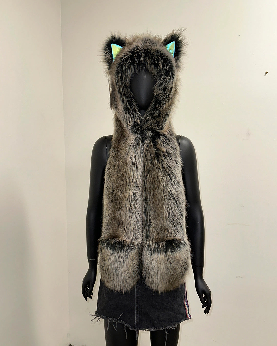 *One Of A Kind* Reflective Faux Fur Hood | Grey Wolf