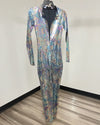 *Sample* Metallic Bodysuit Full | Holographic Snakeskin - SMALL