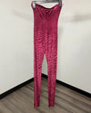 *Sample* Pink Strapless Full Bodysuit | Bordeaux Zebra - MEDIUM