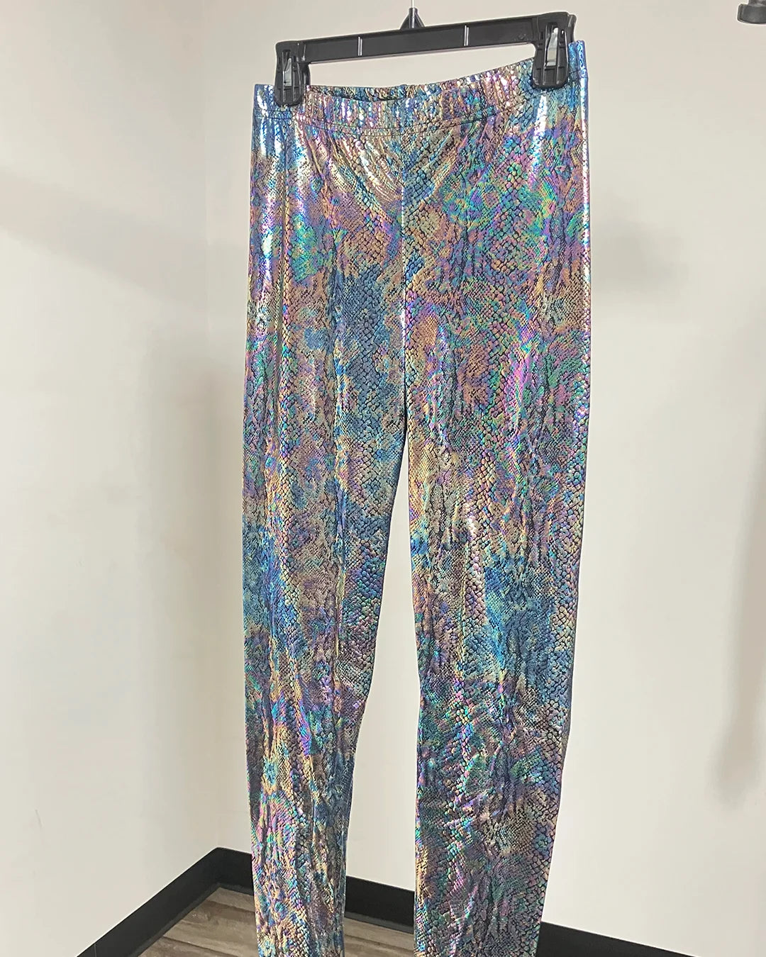 *Last Stock* Metallic Leggings | Holographic Snakeskin - MEDIUM
