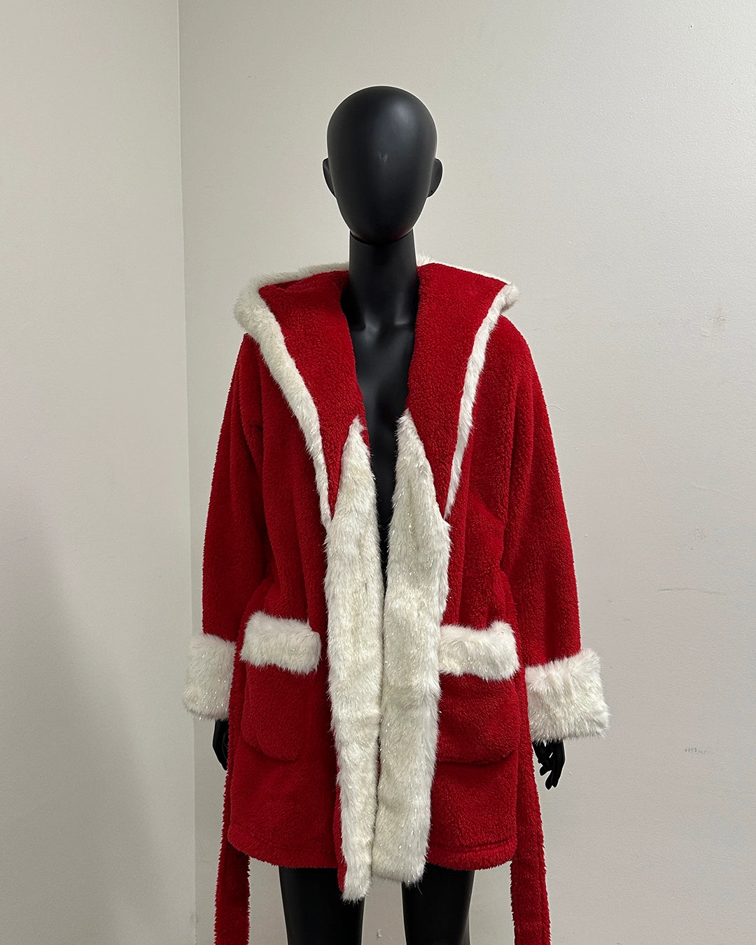 *Last Stock* Hooded Luxury Red Faux Fur Robe | Christmas Kitten - Small
