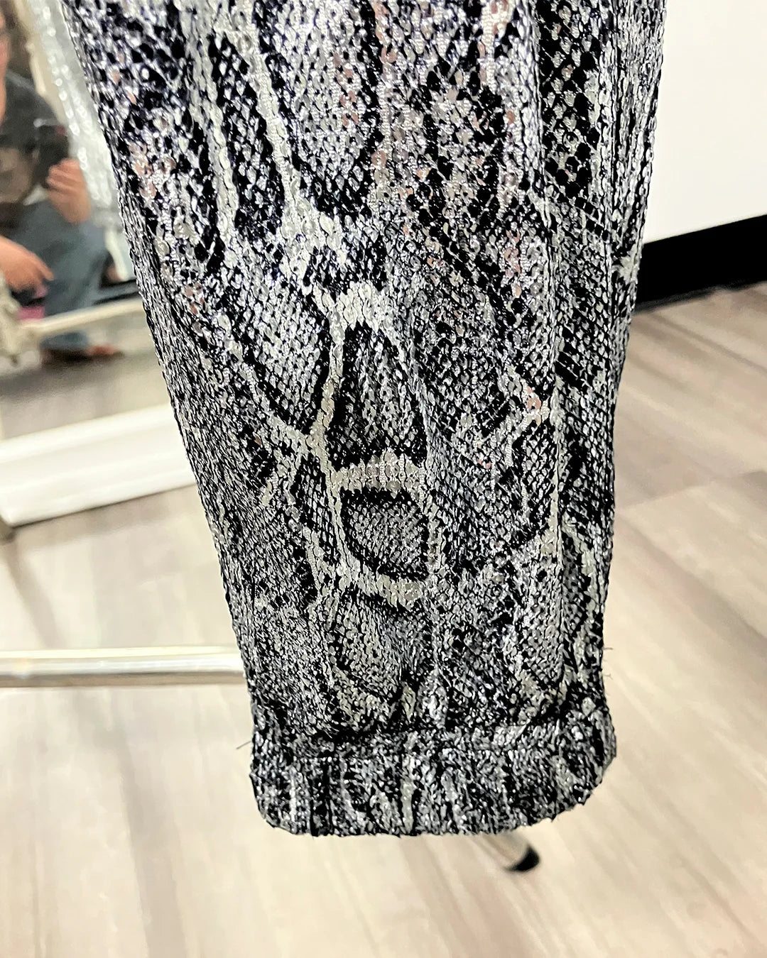 *One Of A Kind / Prototype* Silver Sequin Snakeskin Joggers - SMALL