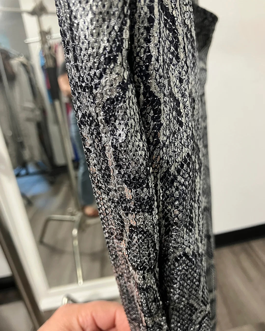 *One Of A Kind / Prototype* Silver Sequin Snakeskin Joggers - SMALL