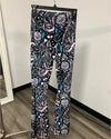 *Last Stock* Velvet Flare Pant | Black and Pink Sailor Kitty - SMALL
