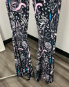 *Last Stock* Velvet Flare Pant | Black and Pink Sailor Kitty - SMALL