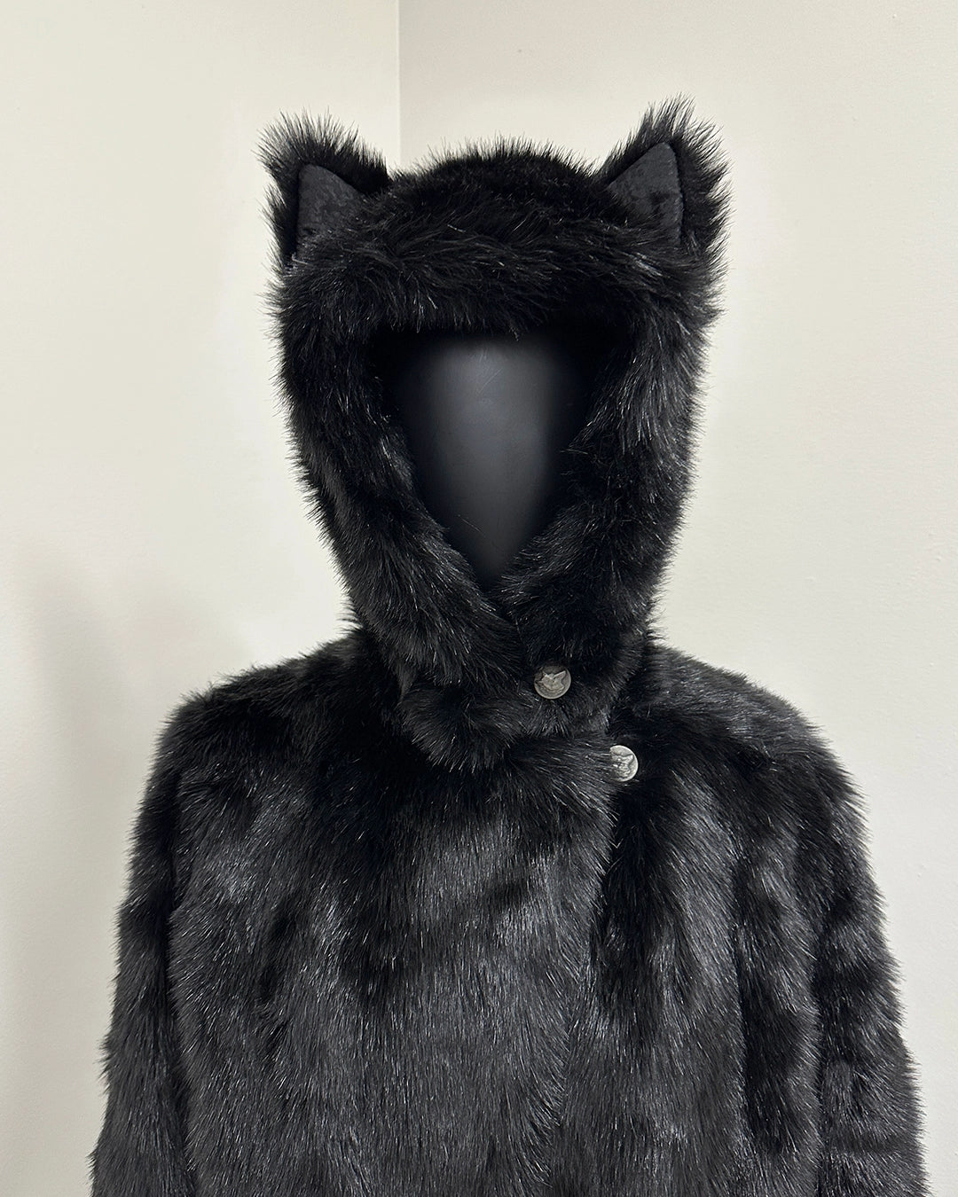 *Sample* Classic Long Faux Fur Coat | Black Panther - Small