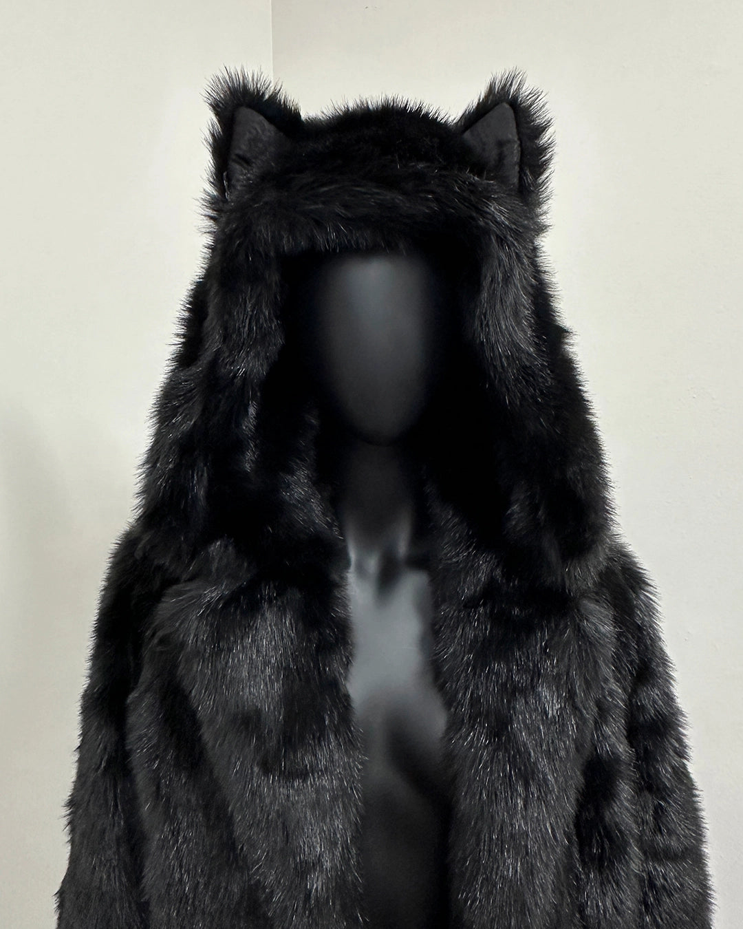 *Sample* Classic Long Faux Fur Coat | Black Panther - Small