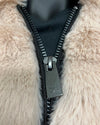 *One Of A Kind / Prototype* Classic Faux Fur Crop Jacket | Pink Ruched Feline - SMALL